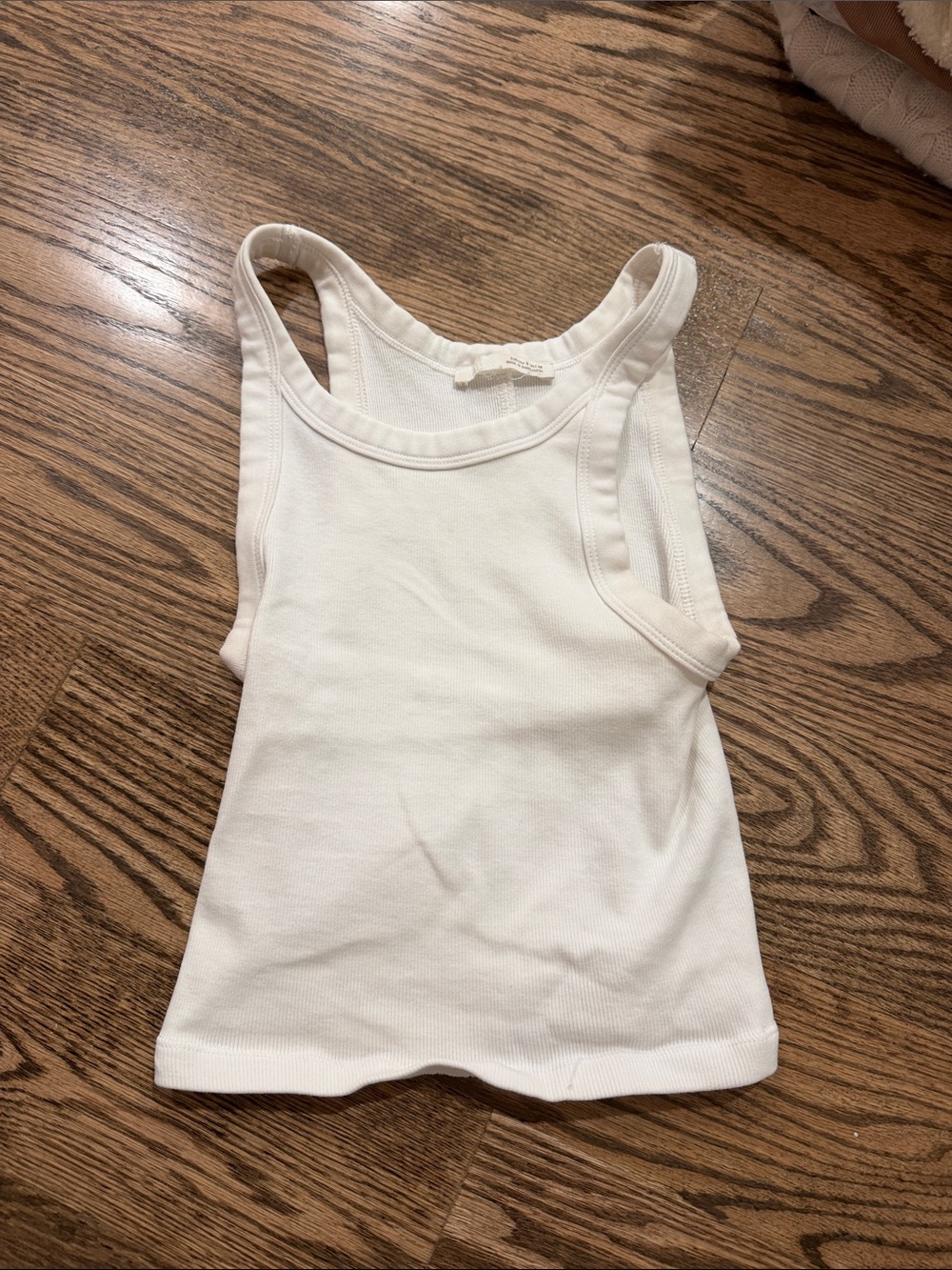 Zara Basic White Ribbed Tank Top